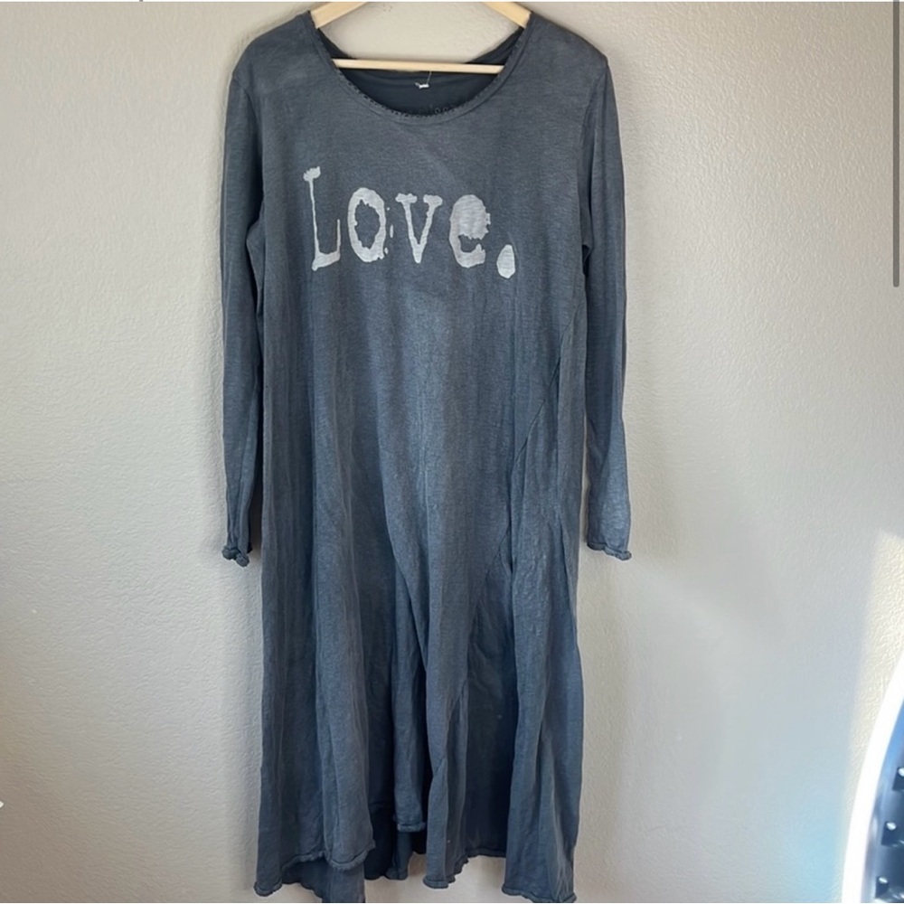 Magnolia Pearl Gray "love" Oversized Tee Shirt Long Sleeve Dress size large